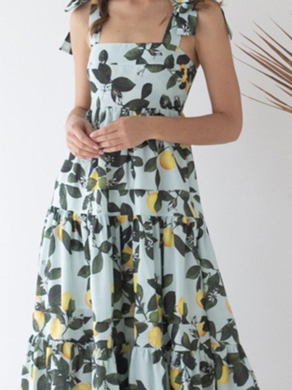 NWOT Chicwish MINTY LEMON PRINTED TIE-STRAP MAXI DRESS: An Instagram Favorite🩵